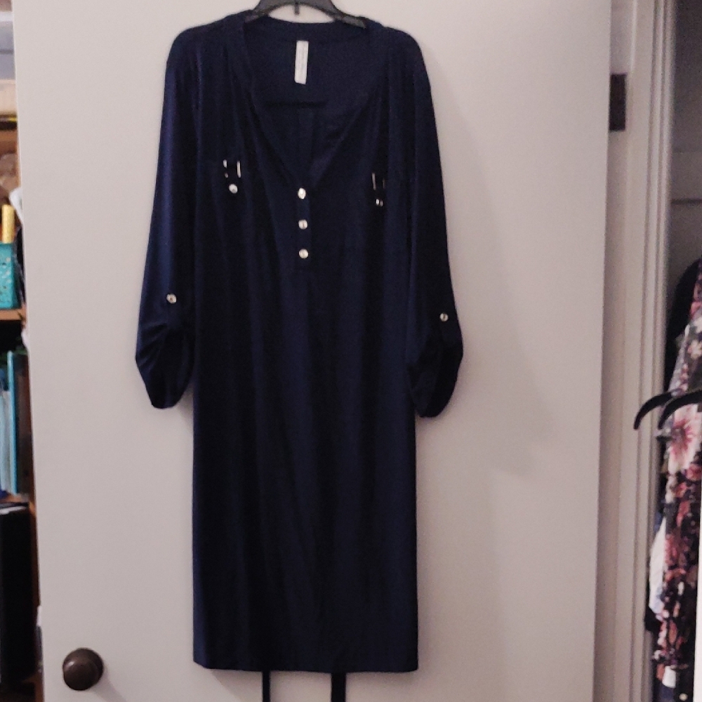PerSeption Concept Nave Blue Bishop Sleeve Dress